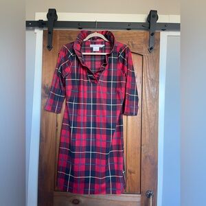 Red Plaid Dress with 3/4 Sleeves by Gretchen Scott